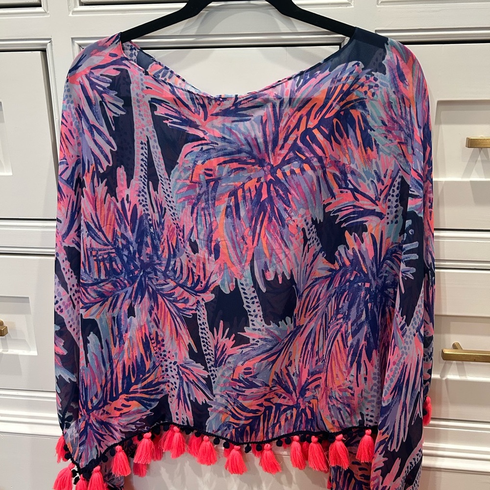 Lilly pulitzer - Marina Poncho - Bright Navy - Palms Up Wrap - one size